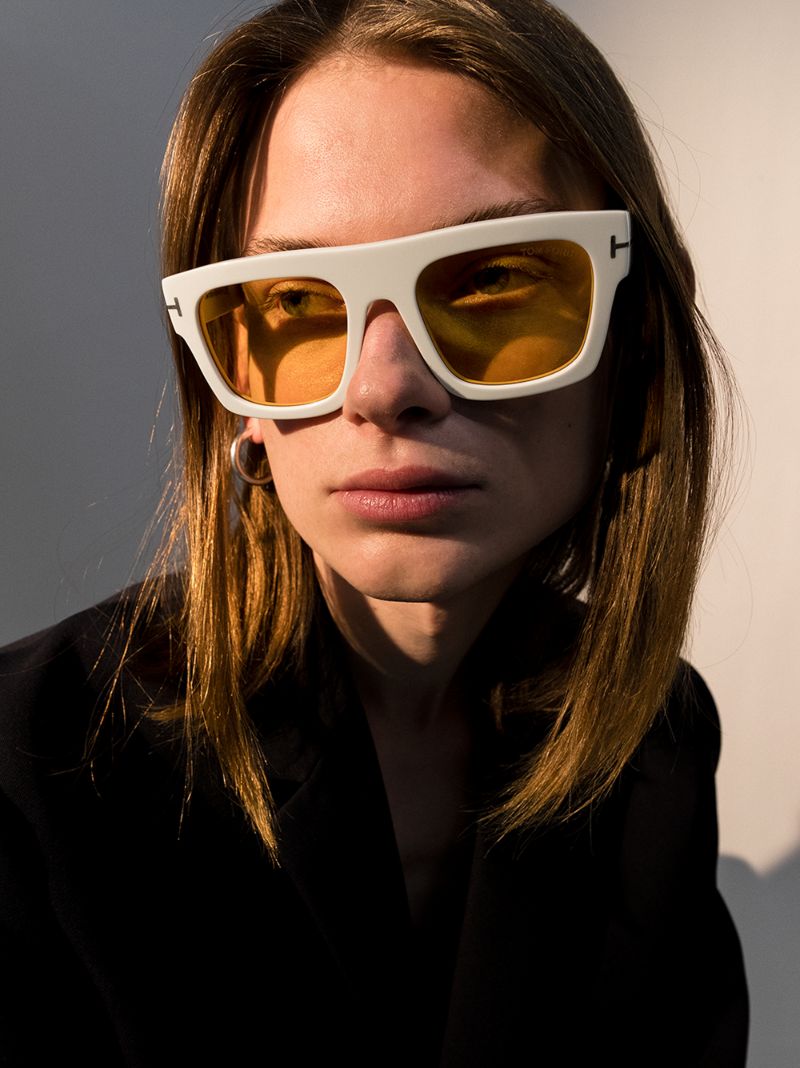 White Fausto Square Sunglasses