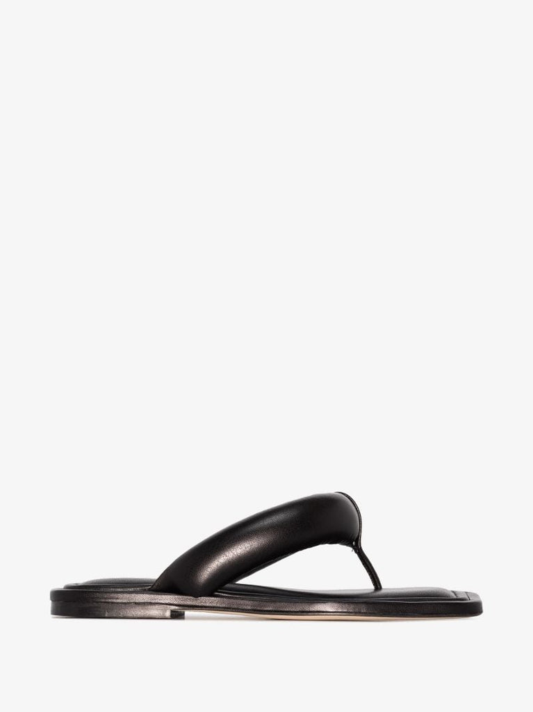 Black Nella Padded Leather Sandals