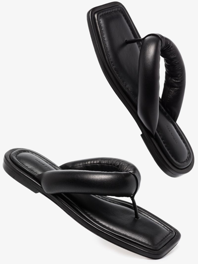 Black Nella Padded Leather Sandals