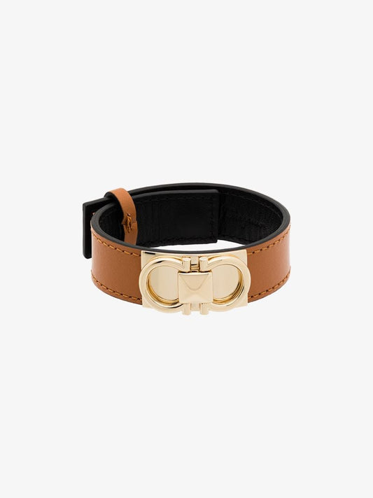 Brown Gancini Leather Cuff Bracelet