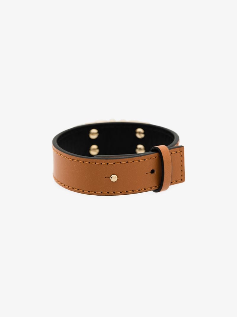 Brown Gancini Leather Cuff Bracelet