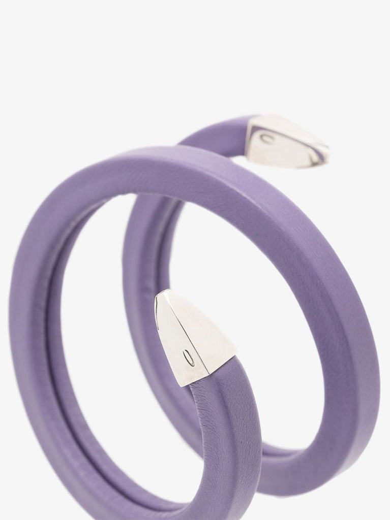 Purple and Sterling Silver Wrapped Leather Cuff Bracelet