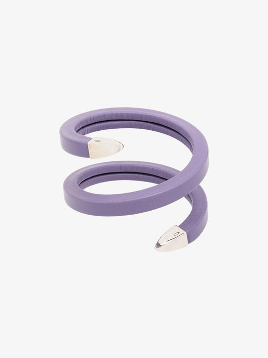 Purple and Sterling Silver Wrapped Leather Cuff Bracelet