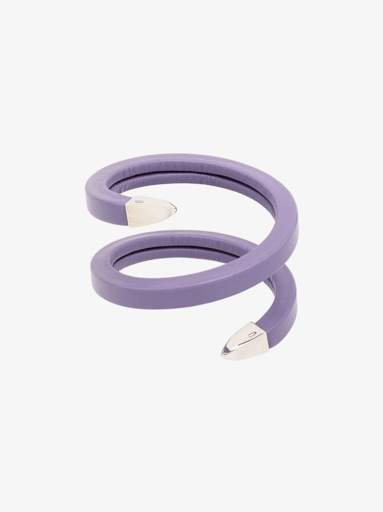Purple and Sterling Silver Wrapped Leather Cuff Bracelet