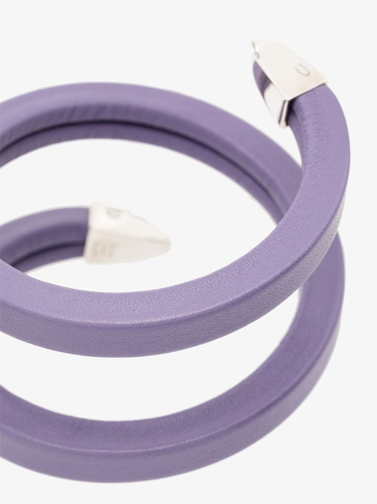 Purple and Sterling Silver Wrapped Leather Cuff Bracelet