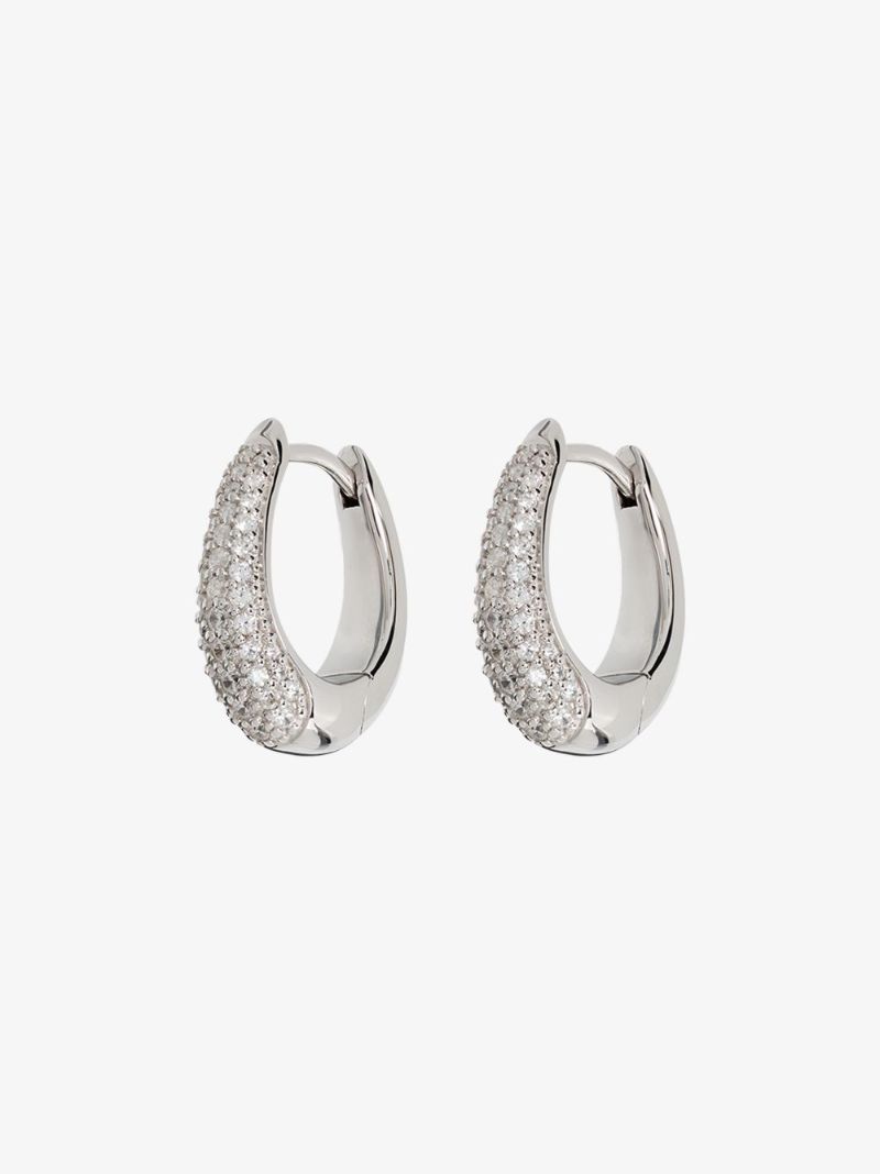 Sterling Silver Liz Crystal Hoop Earrings