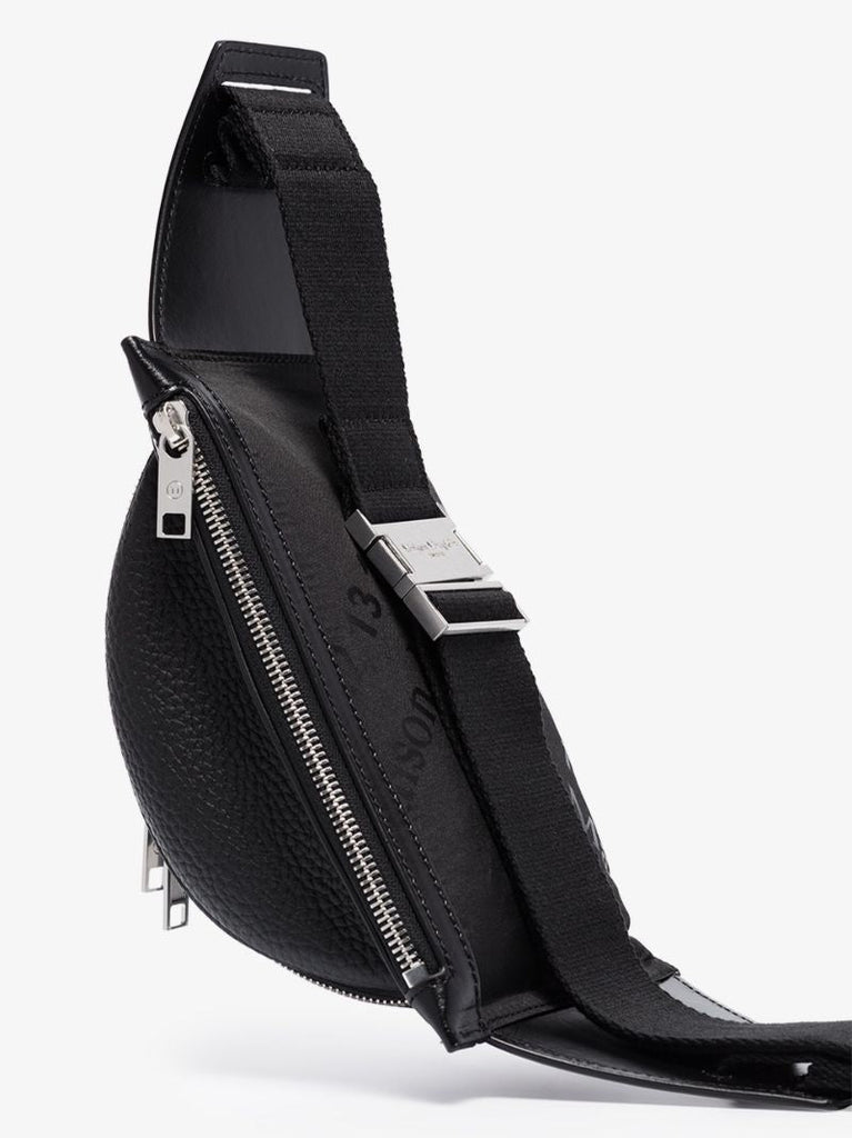 Black Four-stitches Small Leather Cross Body Bag