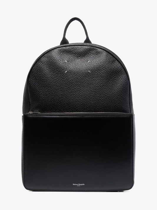Black Four-stitch Leather Backpack