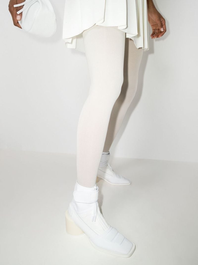 Logo Embossed Bi-material Ankle Boots