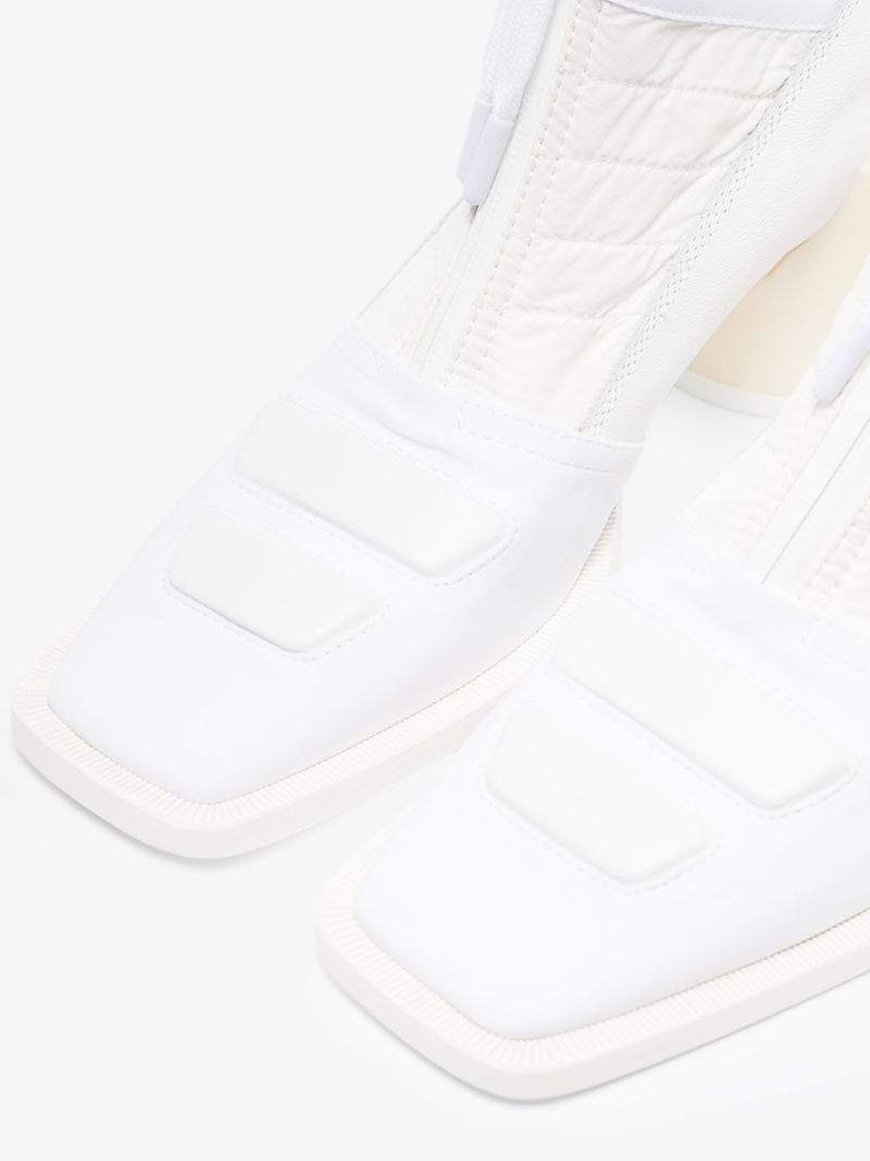 Logo Embossed Bi-material Ankle Boots