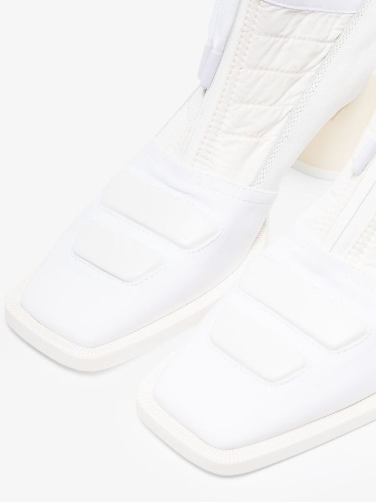 Logo Embossed Bi-material Ankle Boots