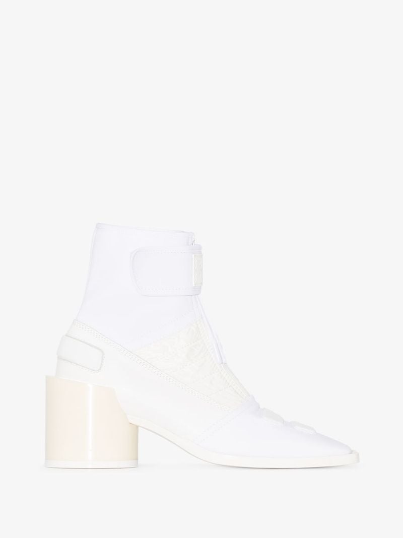 Logo Embossed Bi-material Ankle Boots