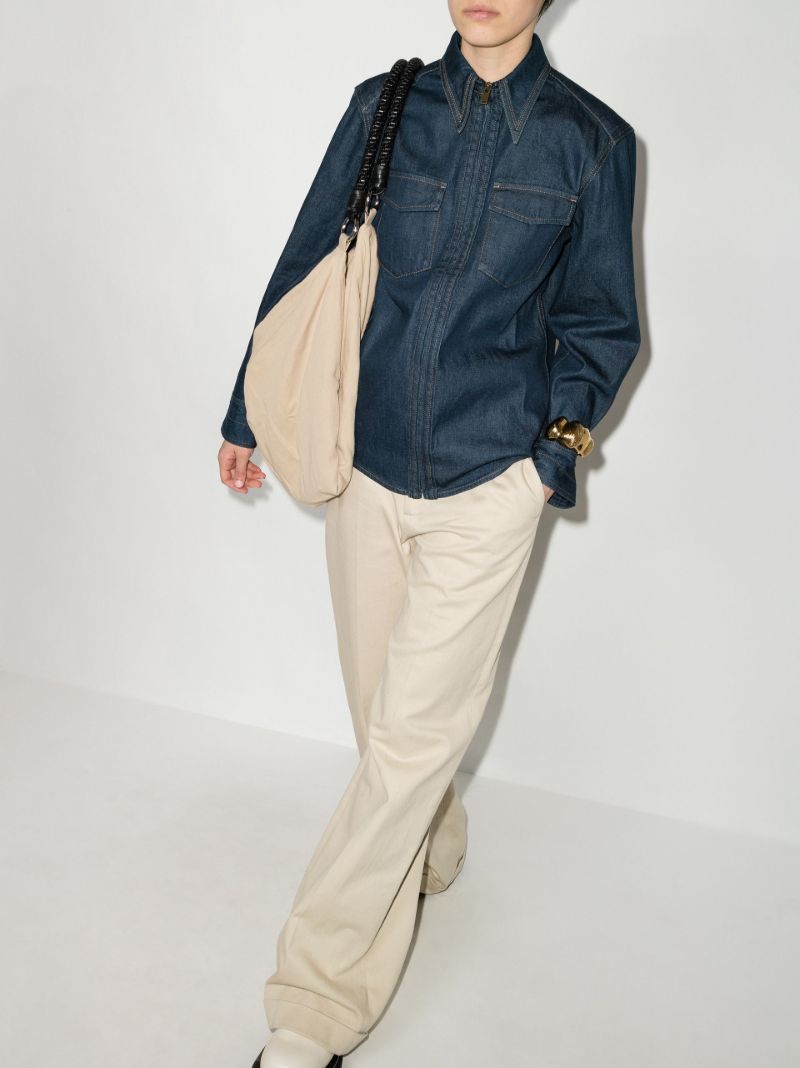 Zip-up Denim Shirt