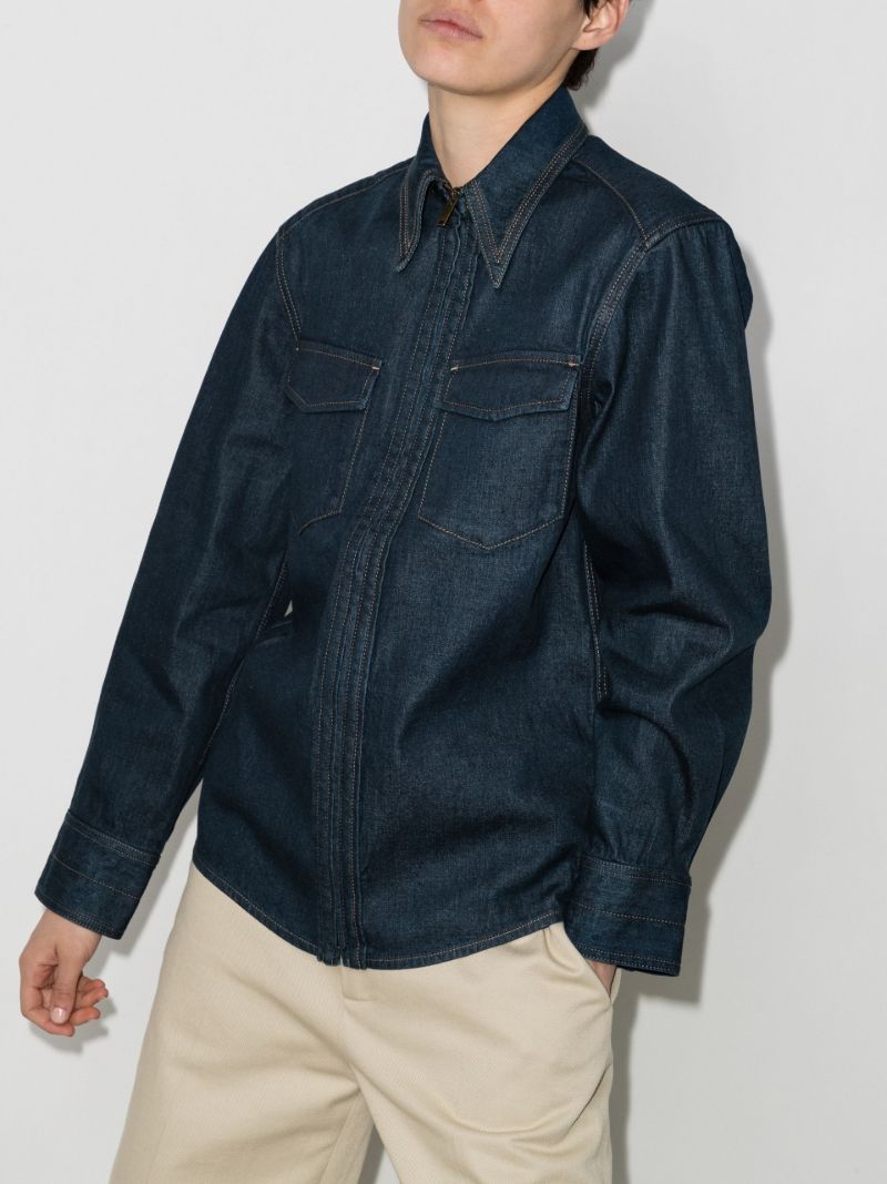 Zip-up Denim Shirt