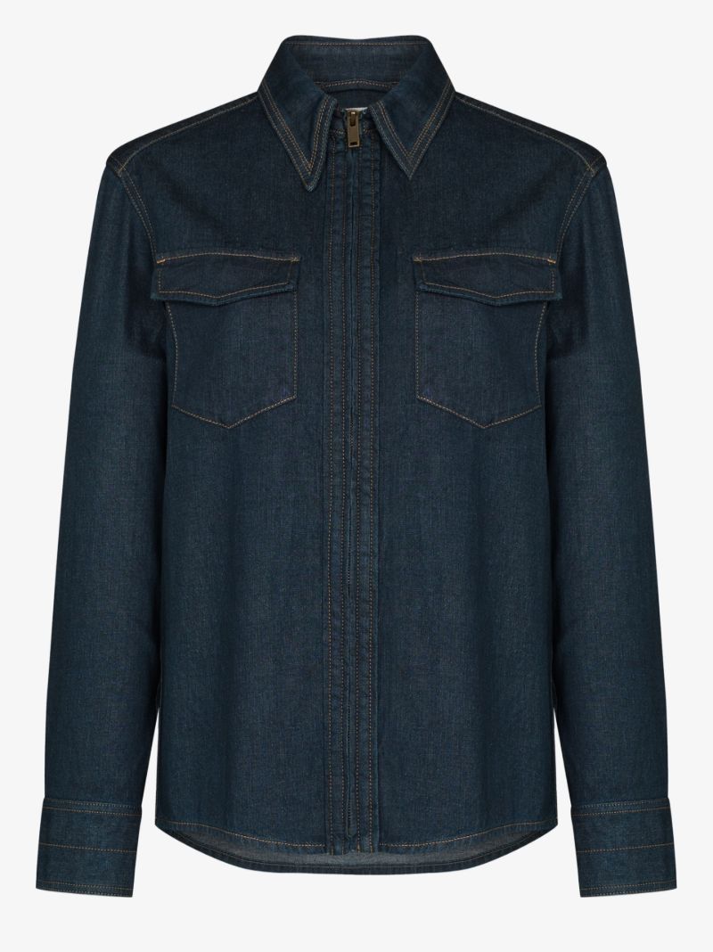 Zip-up Denim Shirt