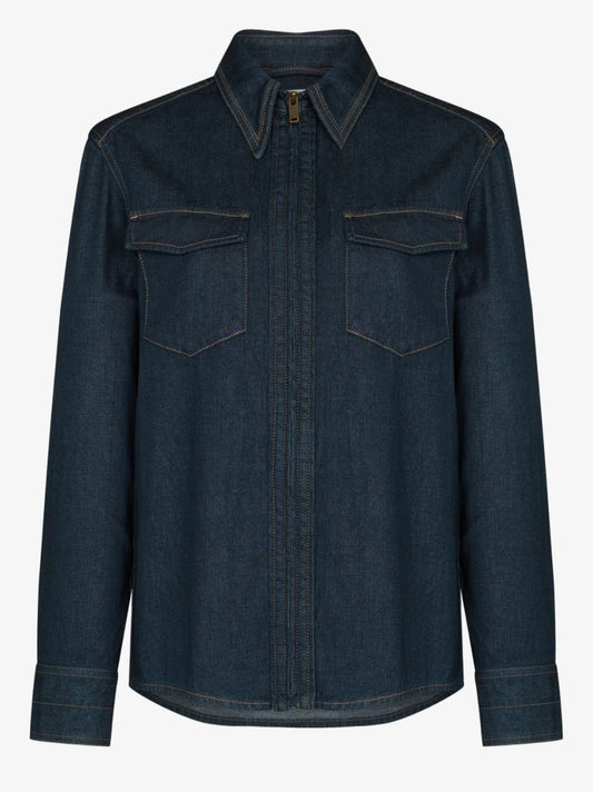 Zip-up Denim Shirt