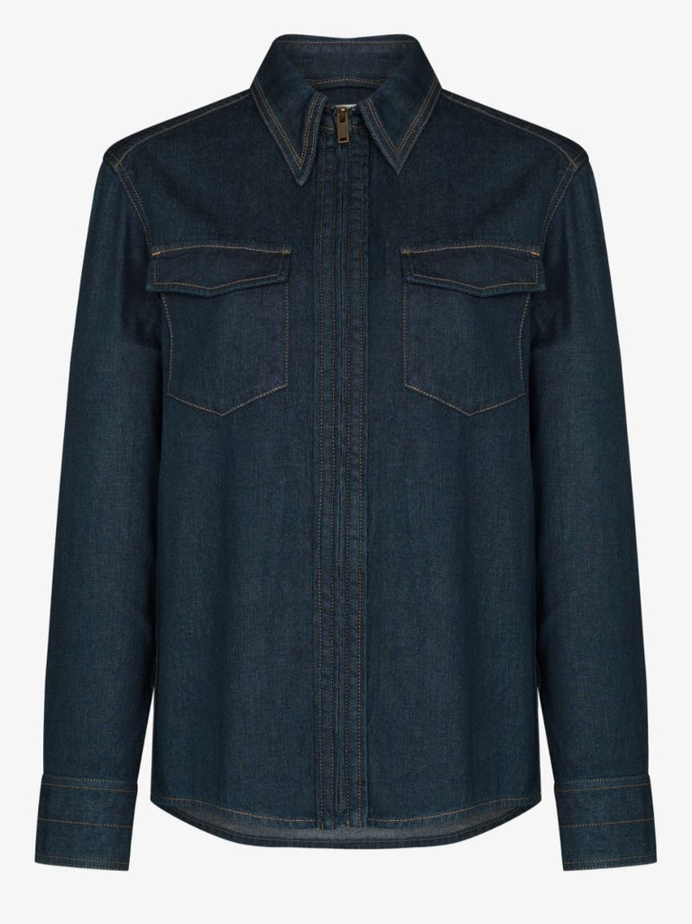 Zip-up Denim Shirt