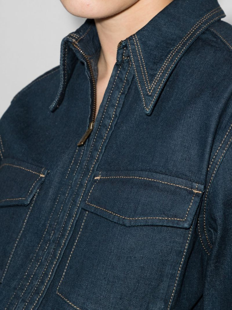 Zip-up Denim Shirt