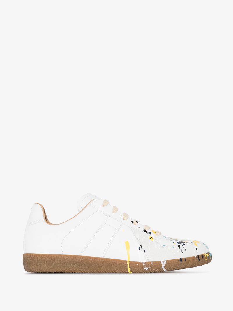 White Replica Splatter Leather Sneakers