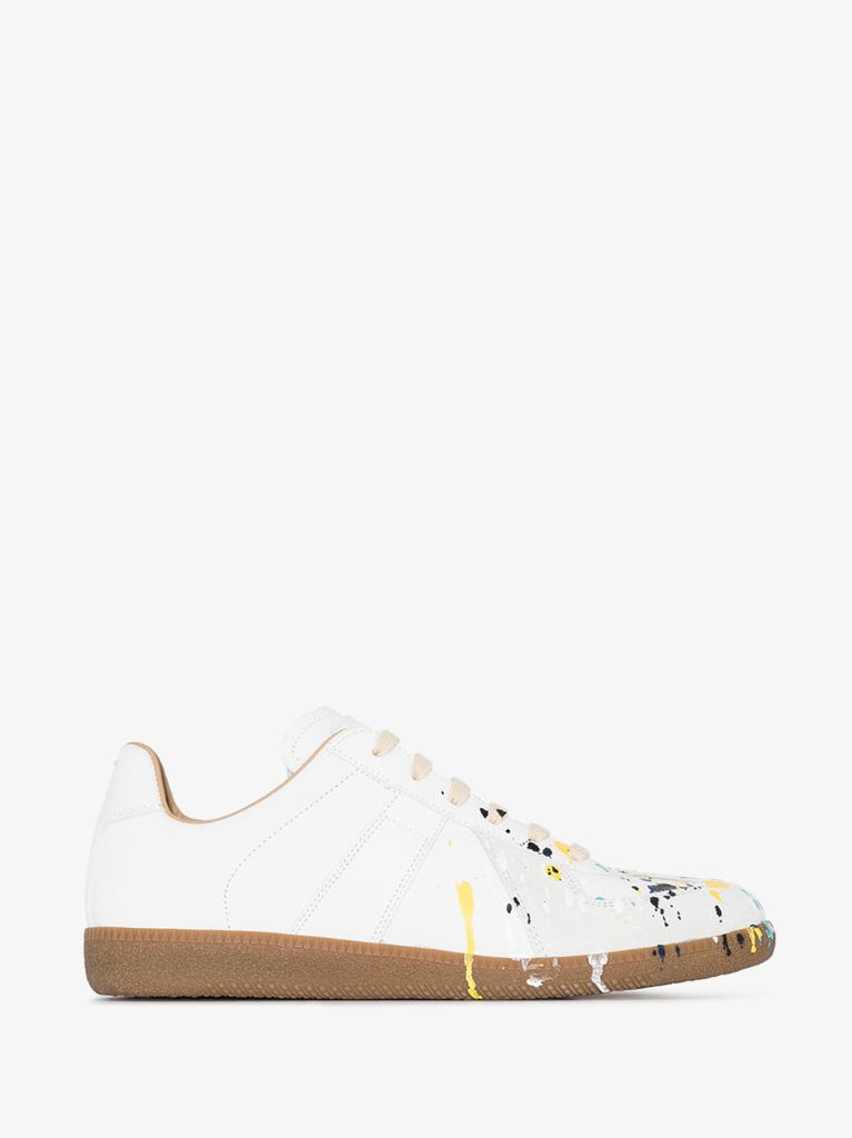 White Replica Splatter Leather Sneakers