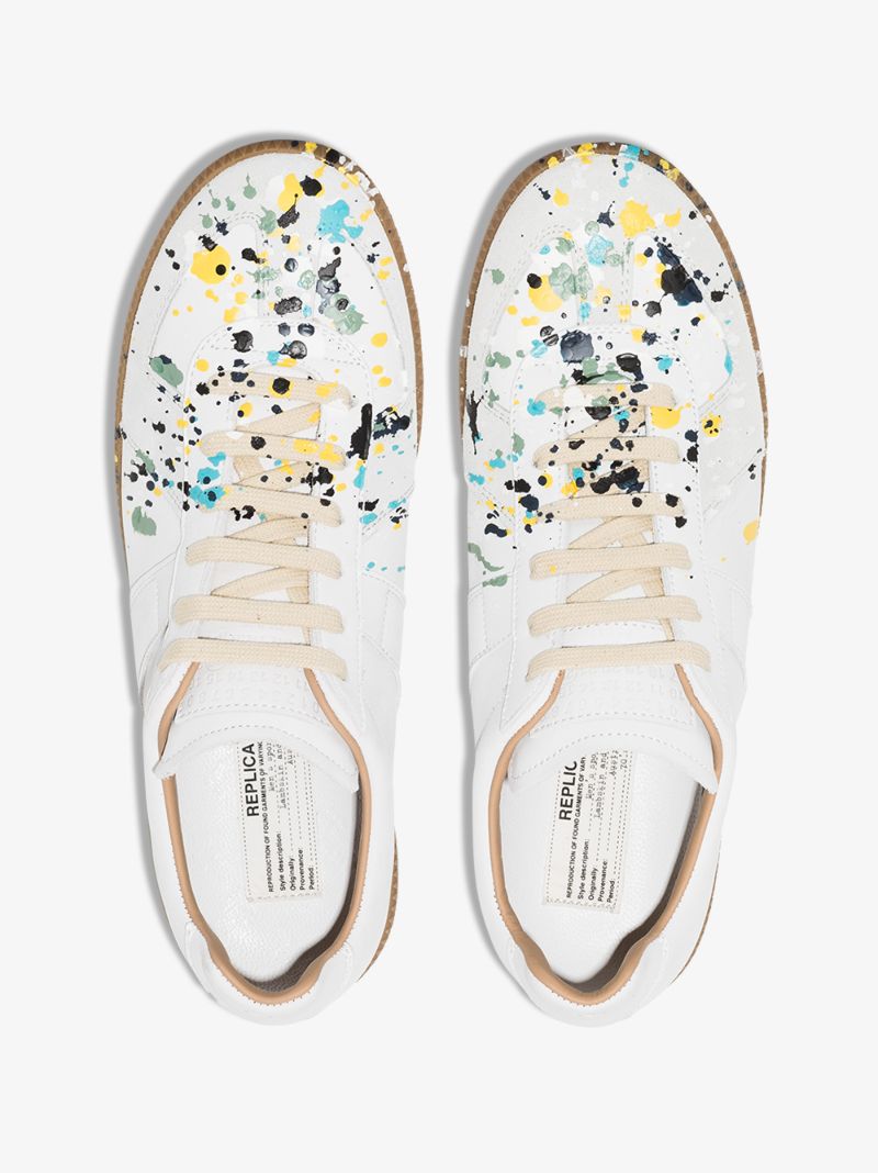 White Replica Splatter Leather Sneakers