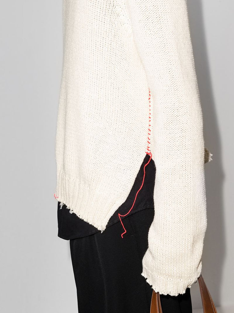 Frayed Trim Knitted Sweater