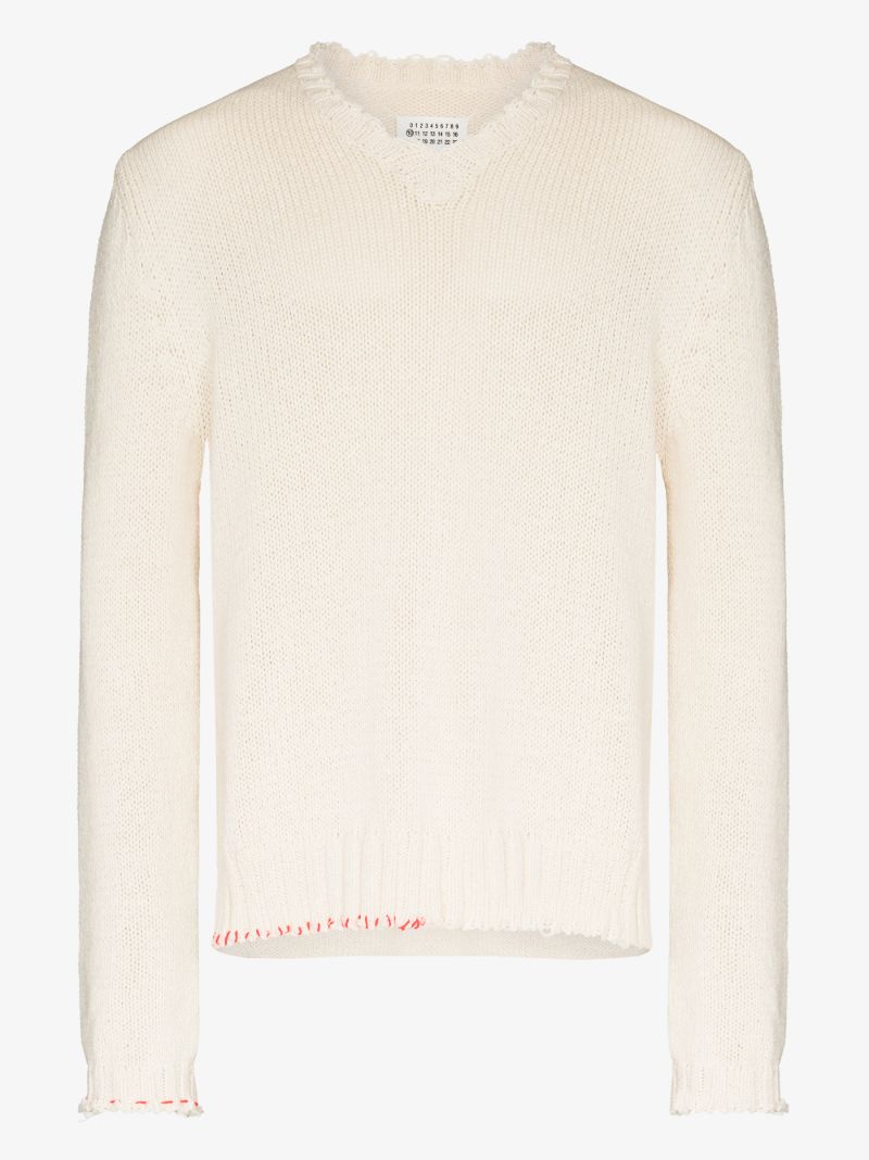 Frayed Trim Knitted Sweater