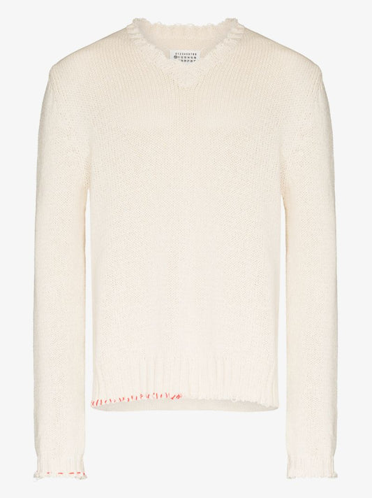 Frayed Trim Knitted Sweater