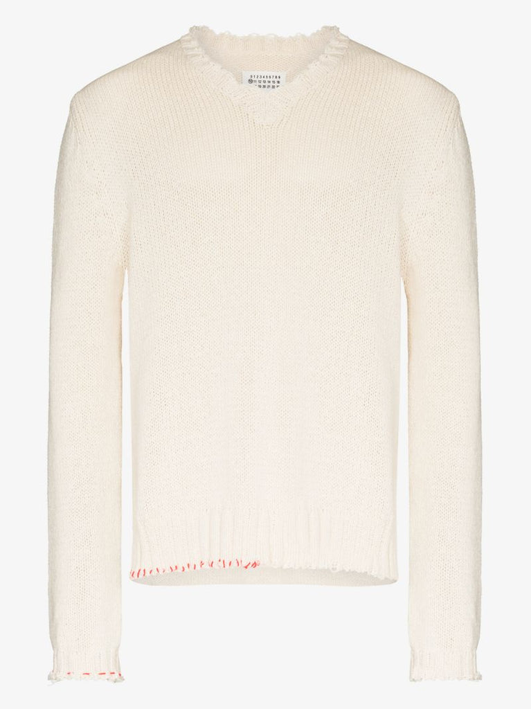 Frayed Trim Knitted Sweater