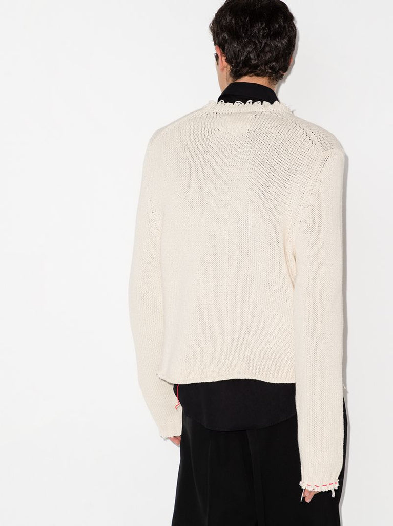 Frayed Trim Knitted Sweater