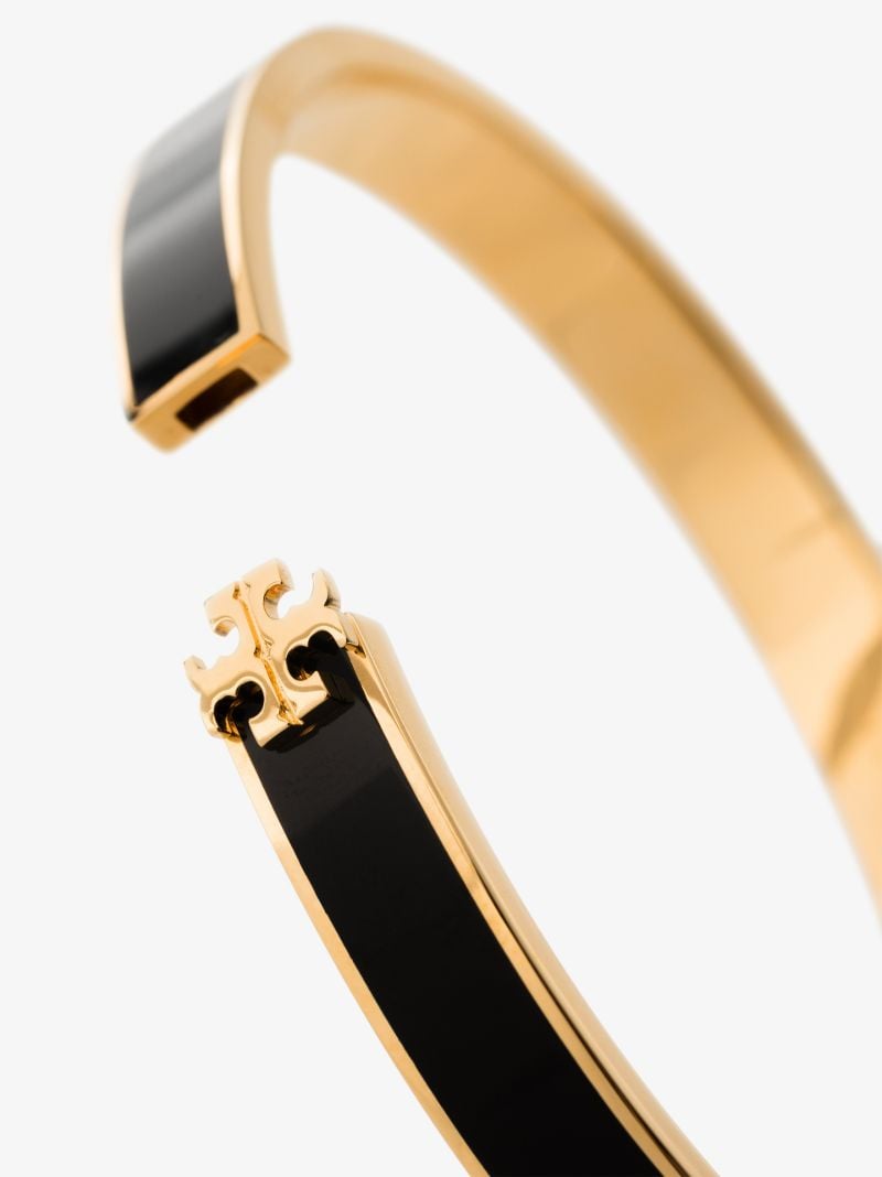 Gold Tone and Black Kira Enamelled Bangle