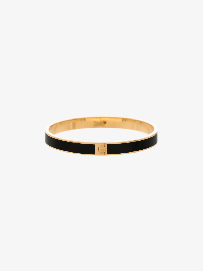 Gold Tone and Black Kira Enamelled Bangle