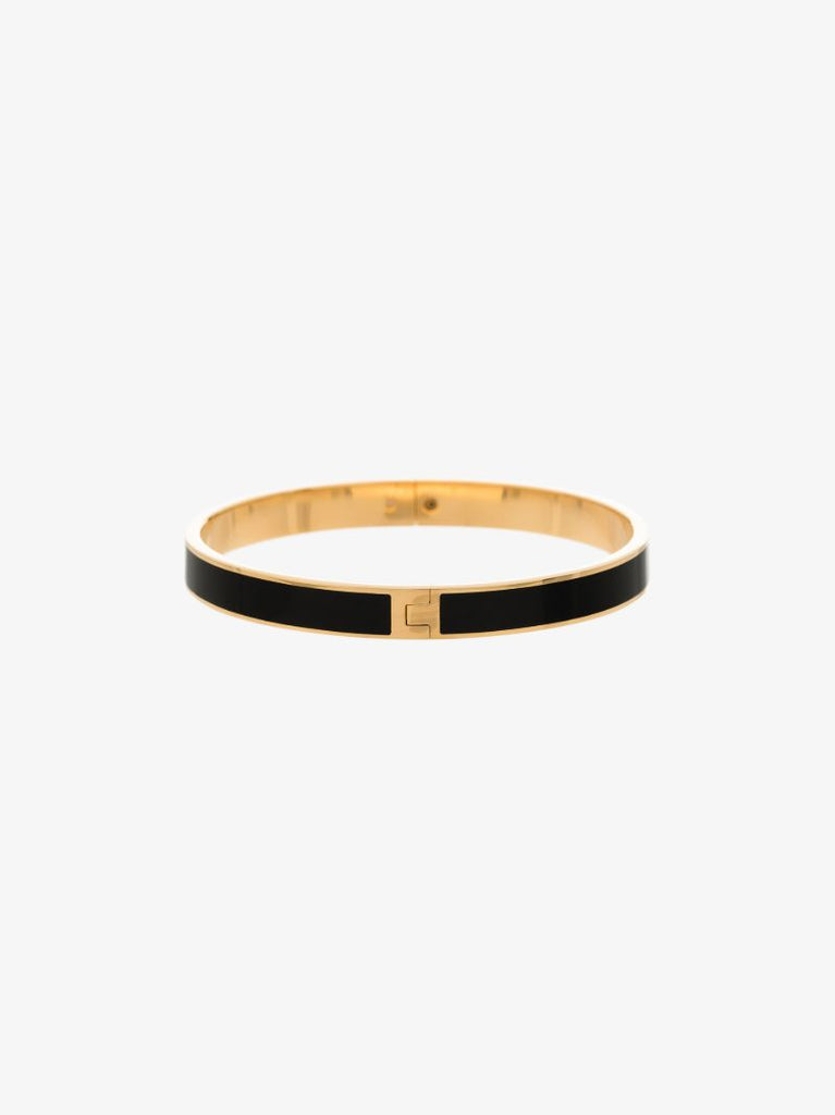 Gold Tone and Black Kira Enamelled Bangle