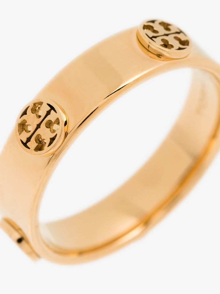 Gold Tone Raised Serif T Logo Ring