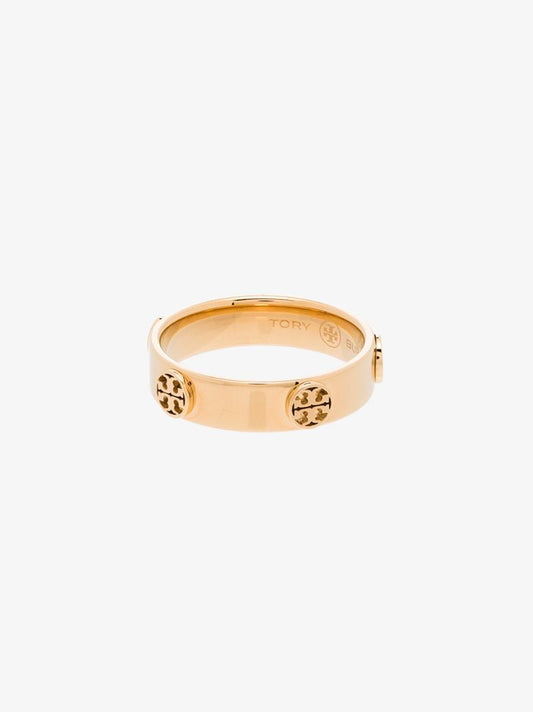 Gold Tone Raised Serif T Logo Ring