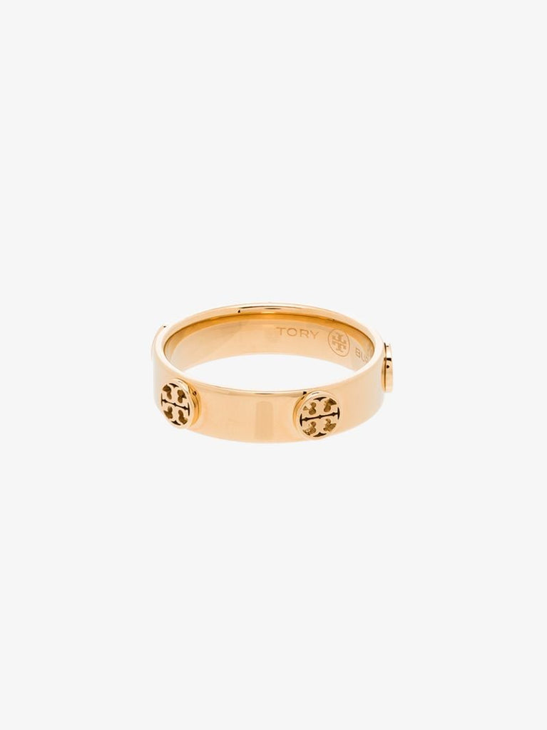 Gold Tone Raised Serif T Logo Ring