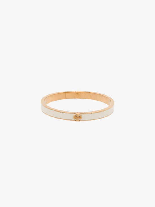 Gold Tone and White Kira Enamelled Bangle