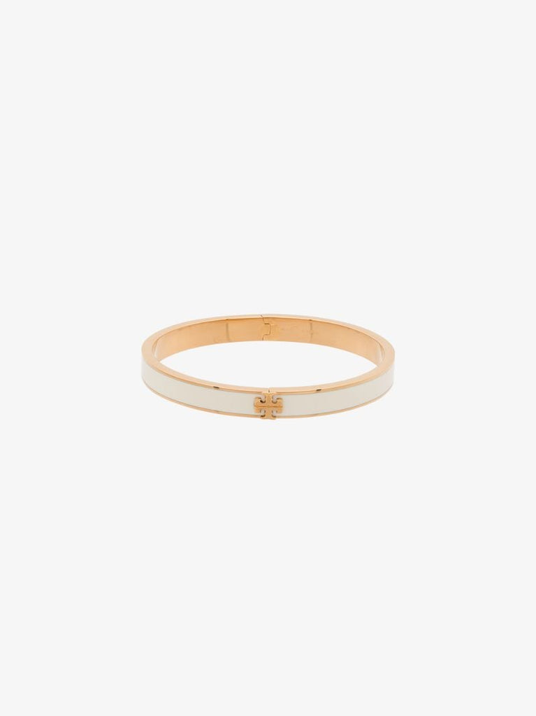 Gold Tone and White Kira Enamelled Bangle