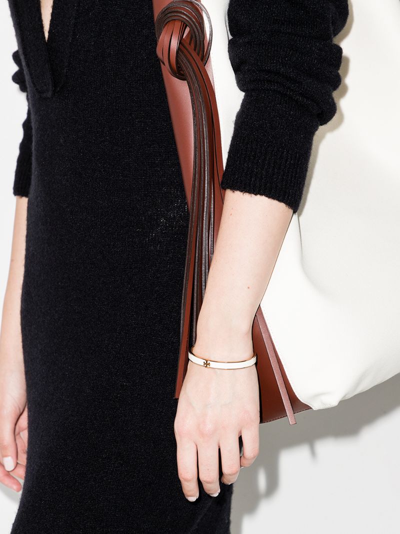 Gold Tone and White Kira Enamelled Bangle