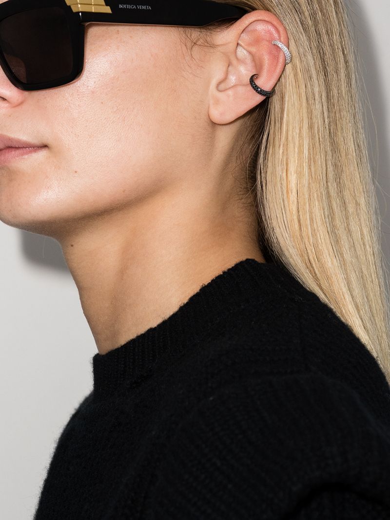 Sterling Silver Slim Crystal Ear Cuff