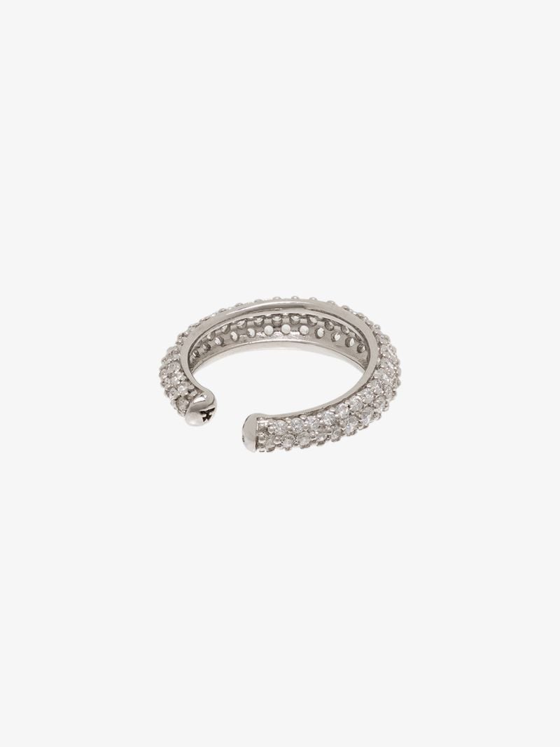 Sterling Silver Slim Crystal Ear Cuff