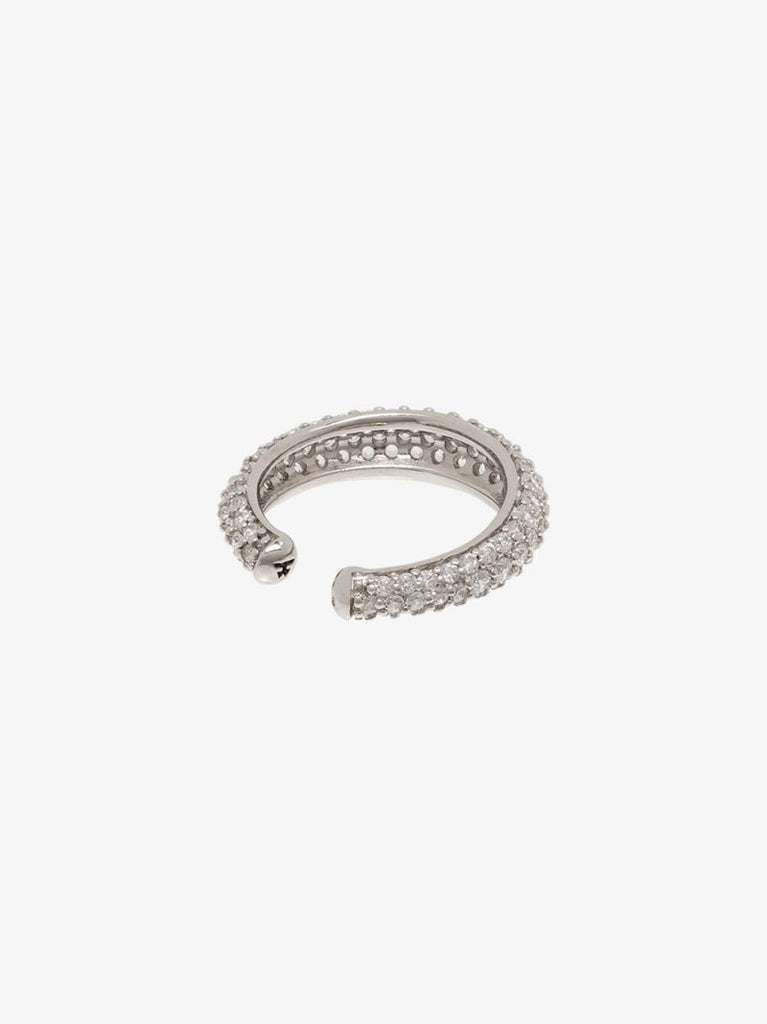 Sterling Silver Slim Crystal Ear Cuff