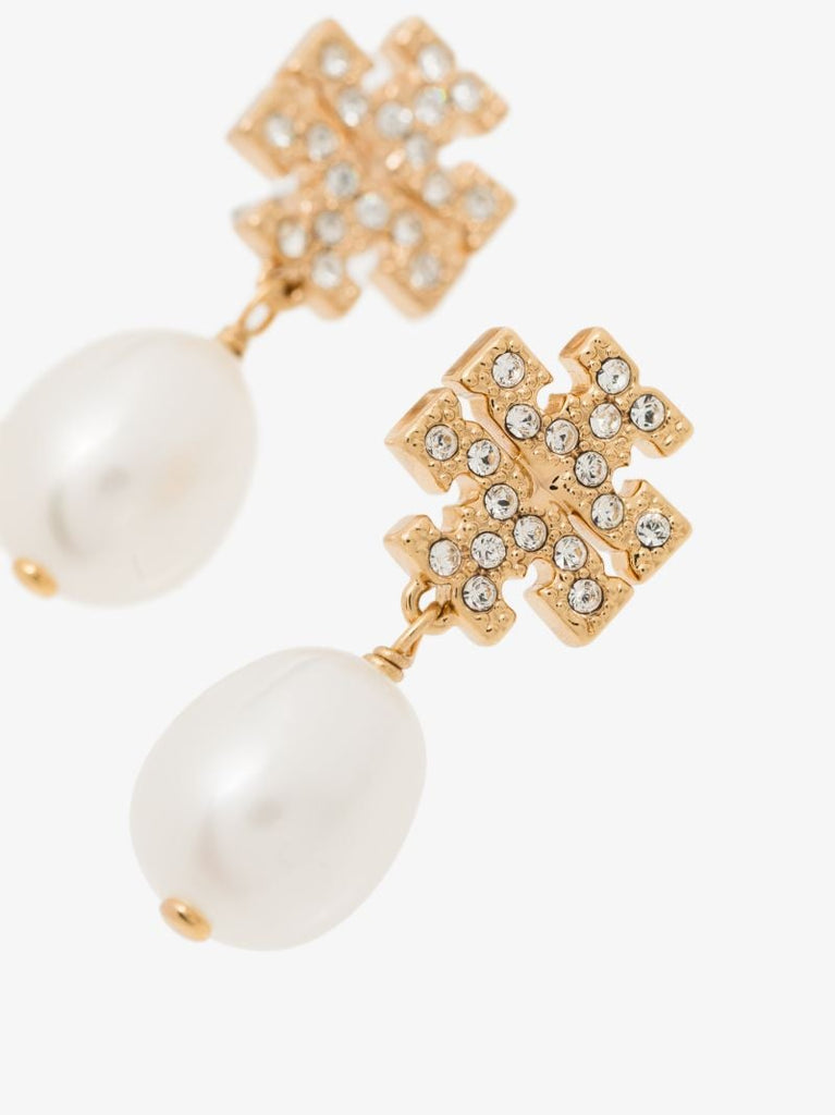 Gold Tone Kira Crystal Pearl Drop Earrings