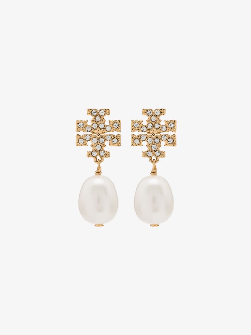Gold Tone Kira Crystal Pearl Drop Earrings