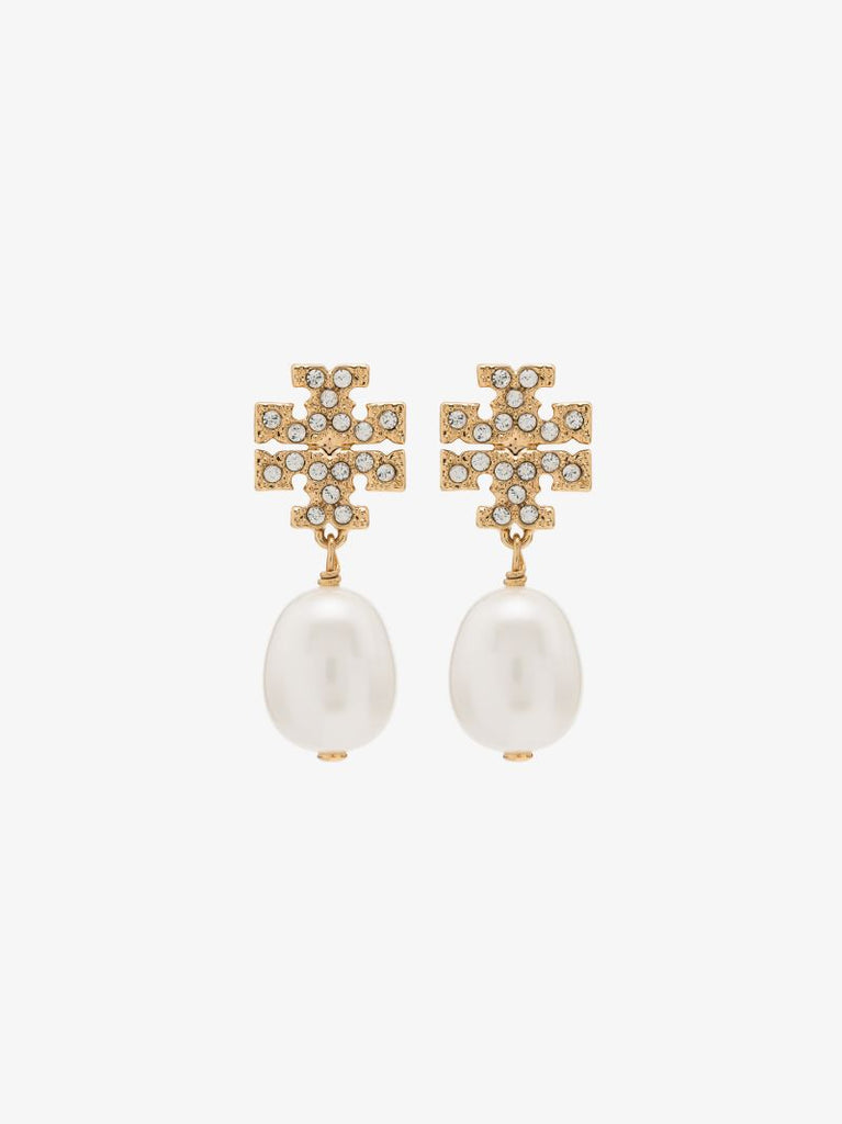 Gold Tone Kira Crystal Pearl Drop Earrings