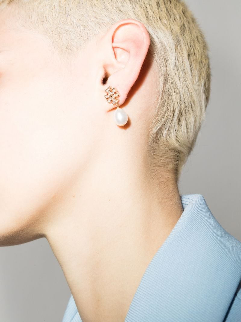 Gold Tone Kira Crystal Pearl Drop Earrings