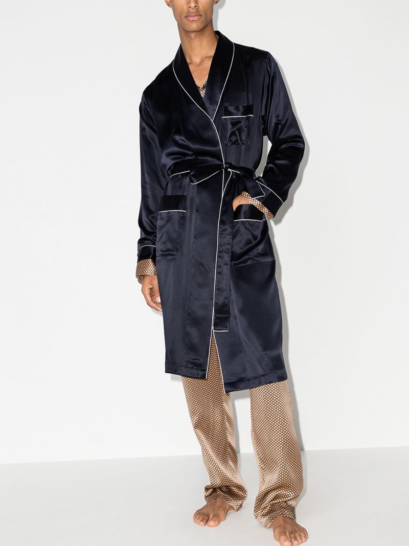 Blue Long Silk Robe