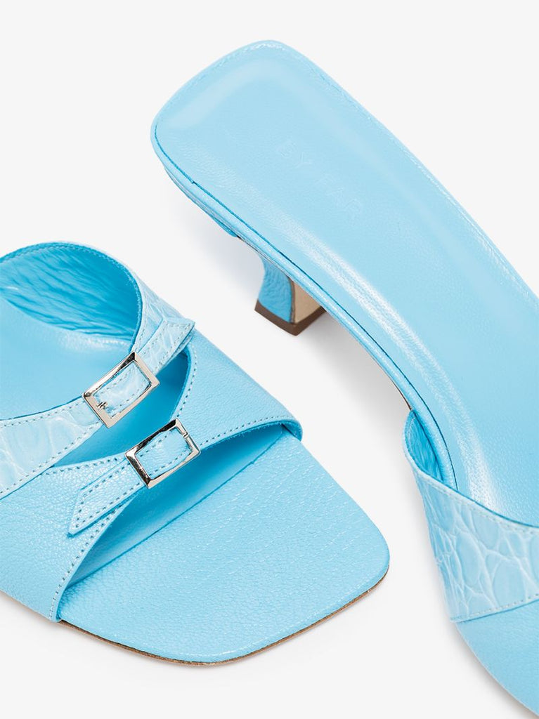 Blue Noor 75 Leather Mules