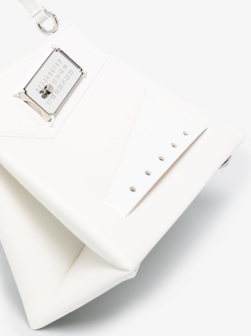White Snatched Small Leather Tote Bag