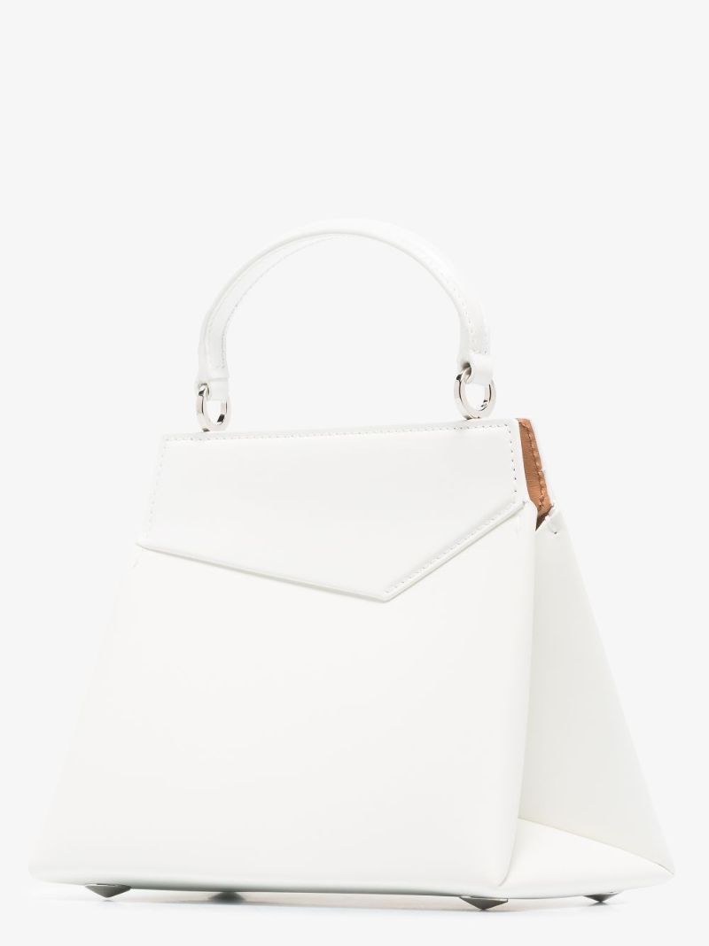 White Snatched Small Leather Tote Bag